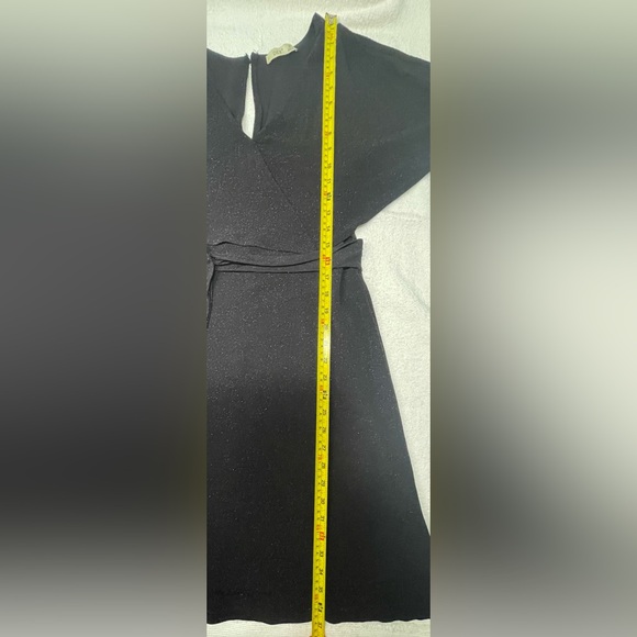 Dex Black Metallic Dress with Draped Overlay - Picture 3 of 6